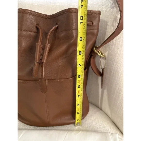 Vintage Coach 4151 Cowhide Drawstring Bucket Bag Brown Soft Leather Crossbody - Picture 3 of 12